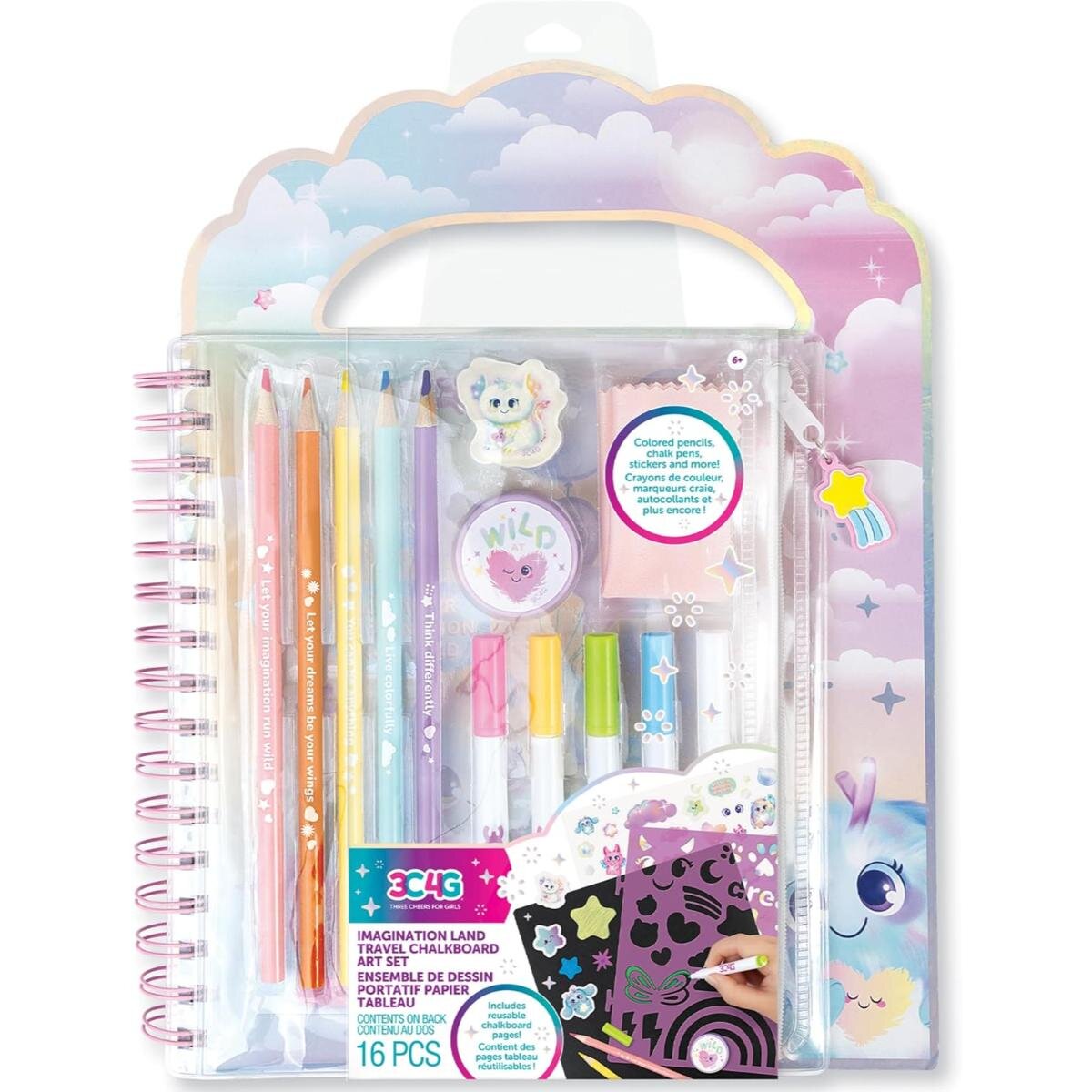 3C4G Set de desen cu tabla creta si creioane Travel Chalkboard