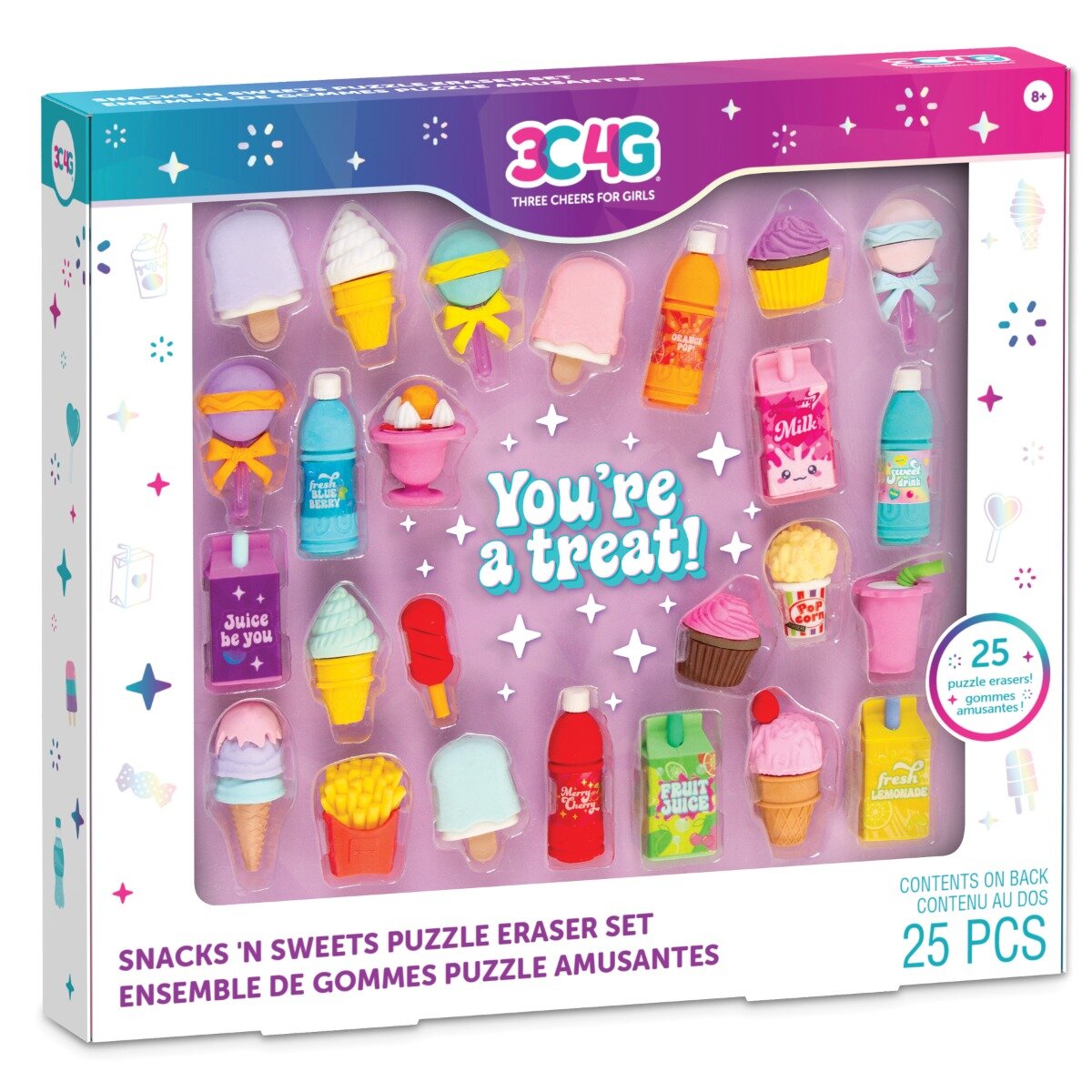 3C4G Set guma de sters Snack and Sweets 25 piese