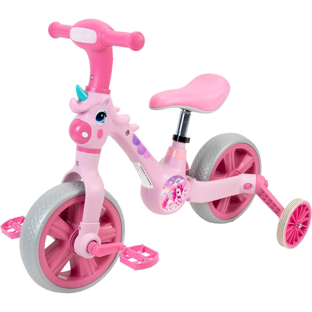 Action One Bicicleta 2 in 1 cu roti ajutatoare si pedale detasabile Roz