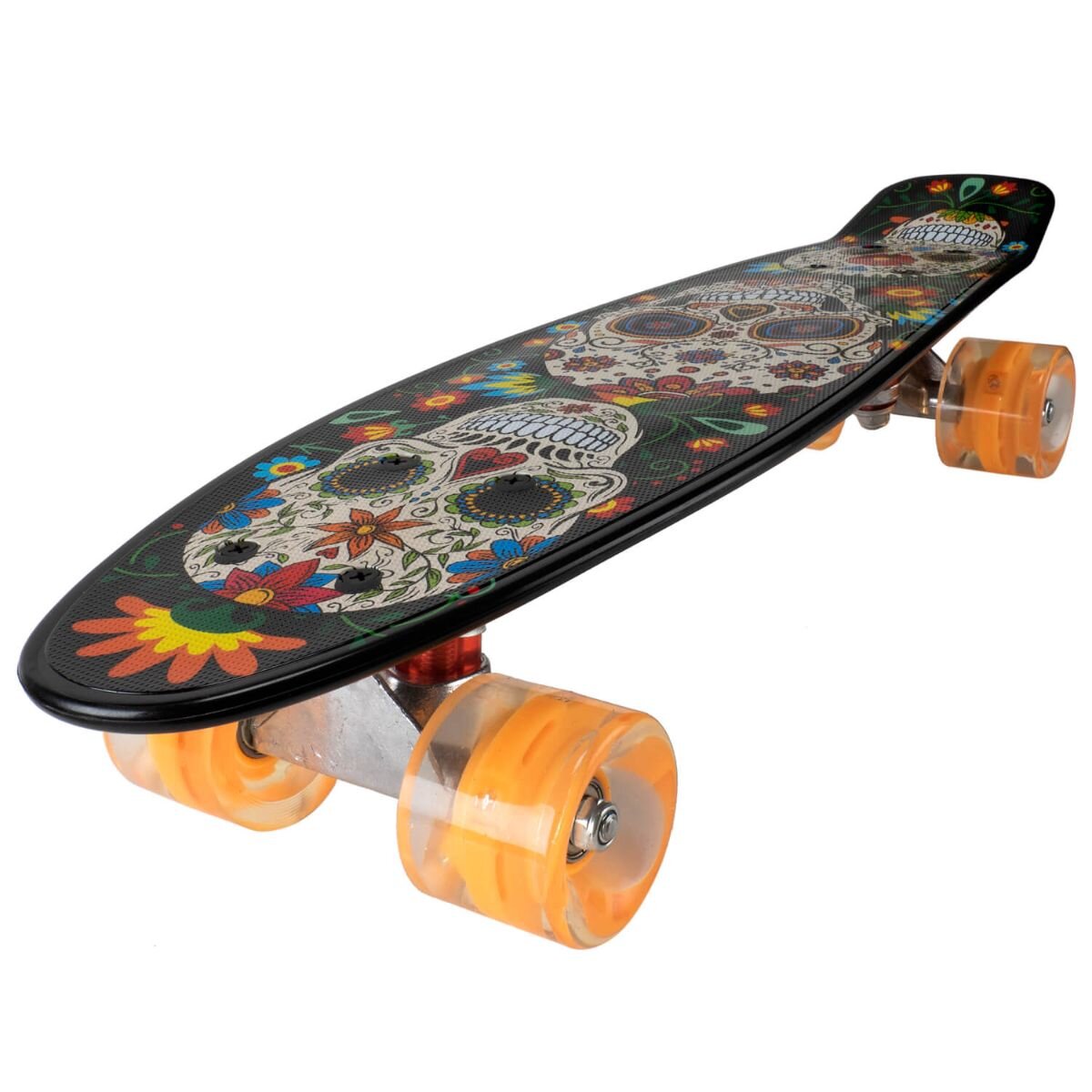 Action One Penny board Cu roti luminoase 22 cm ABEC-7 PU Aluminium 90 kg Santa Muerte