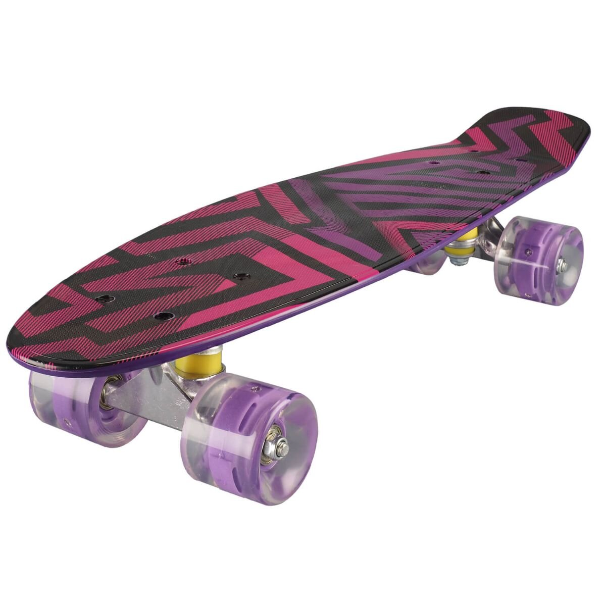Action One Penny board cu roti luminoase 22 PU Aluminium 90 kg Asimetrical Stripes Mov