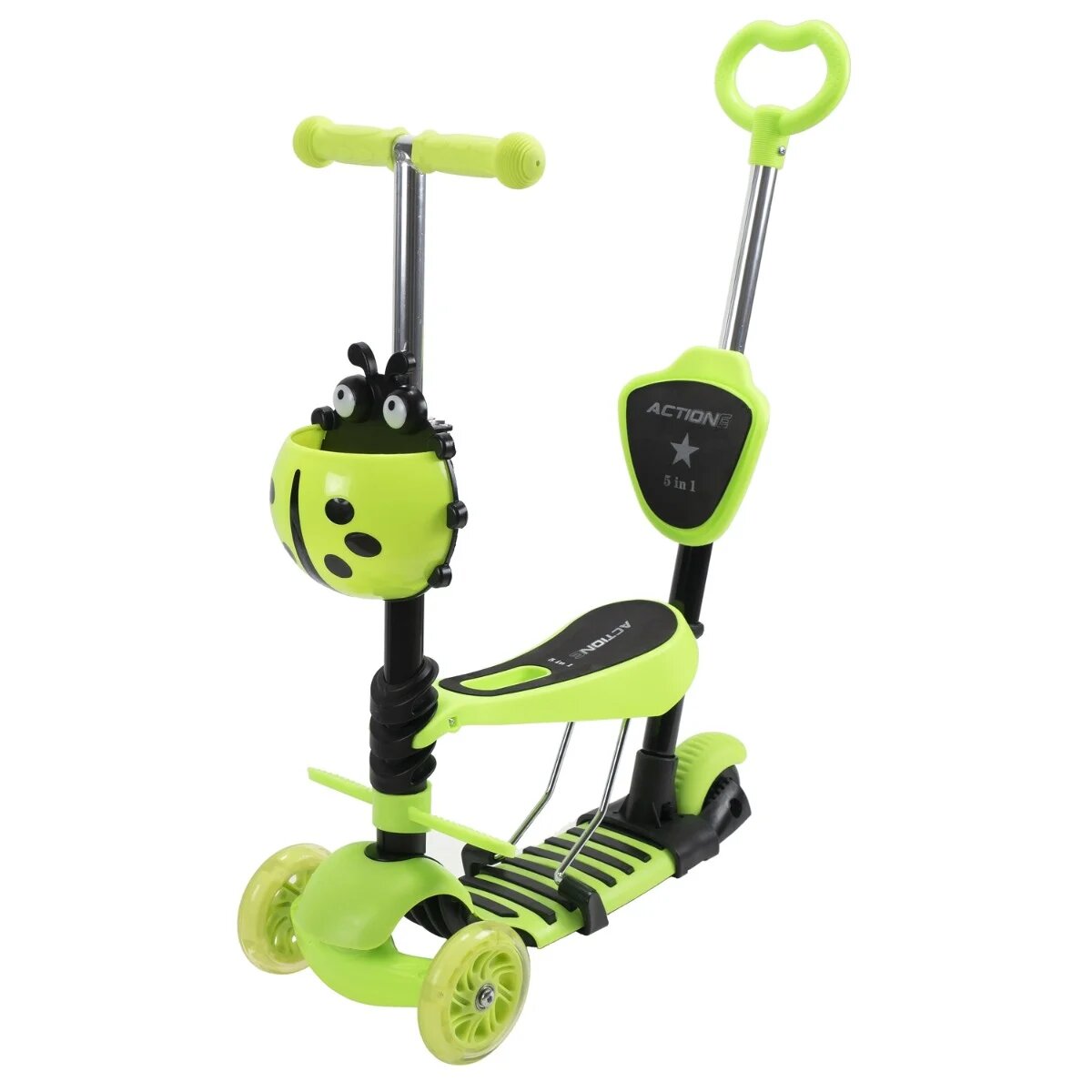 Action One Trotineta 5 in 1 cu roti luminoase Smart Kid Verde