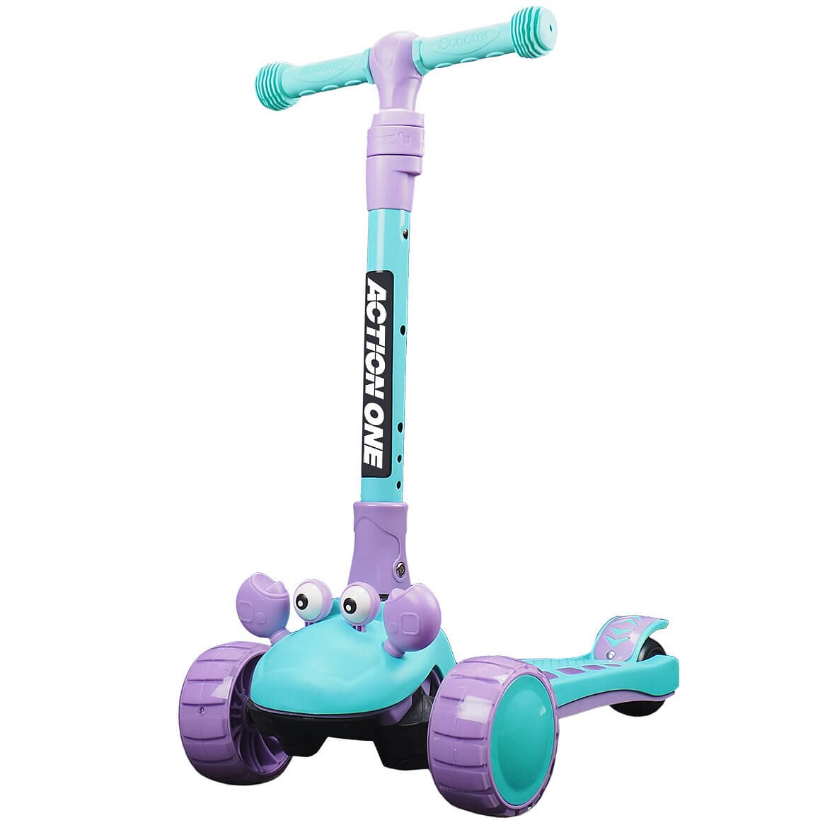 Action One Trotineta cu platforma si roti luminoase Happy Crab Blue