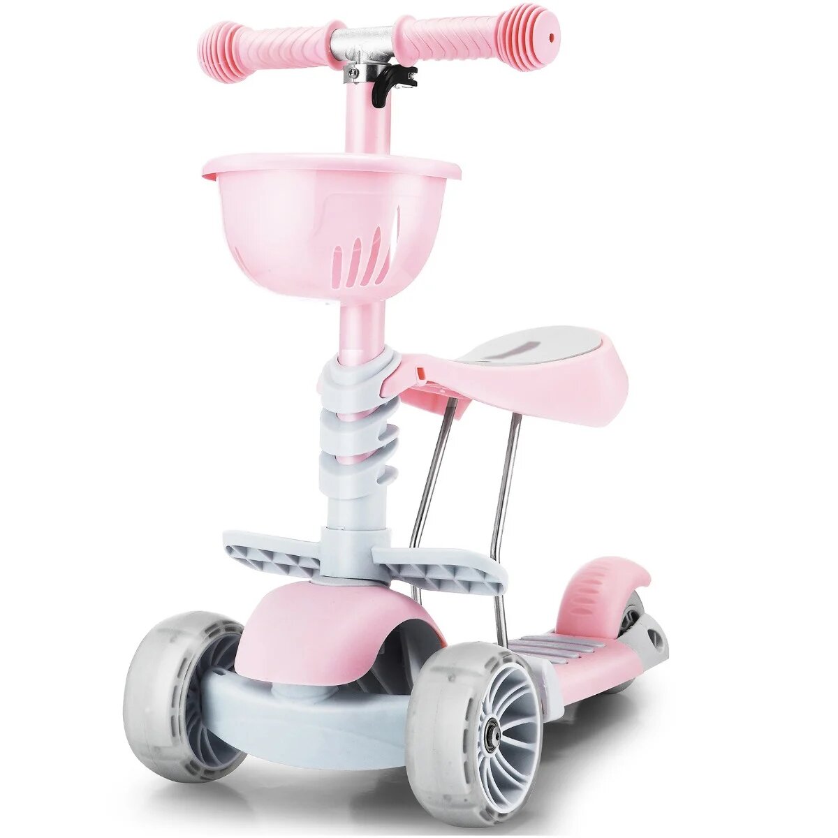 Action One Trotineta cu roti luminoase 3 in 1 Kinder XS Roz
