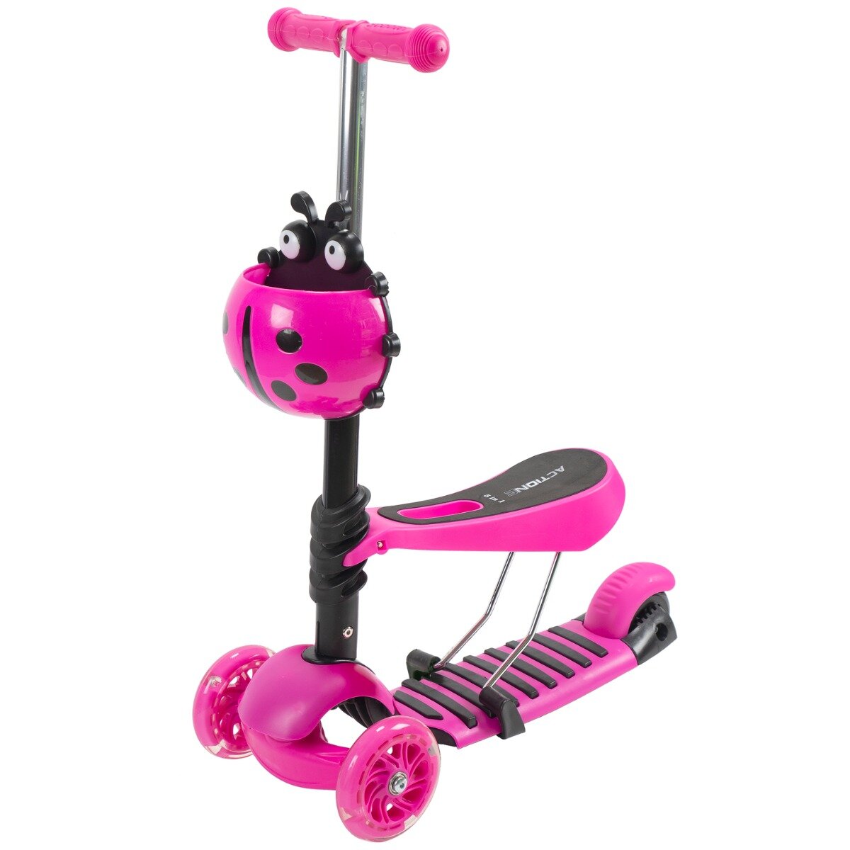 Action One Trotineta cu roti luminoase Smart Kid 3 In 1 Roz