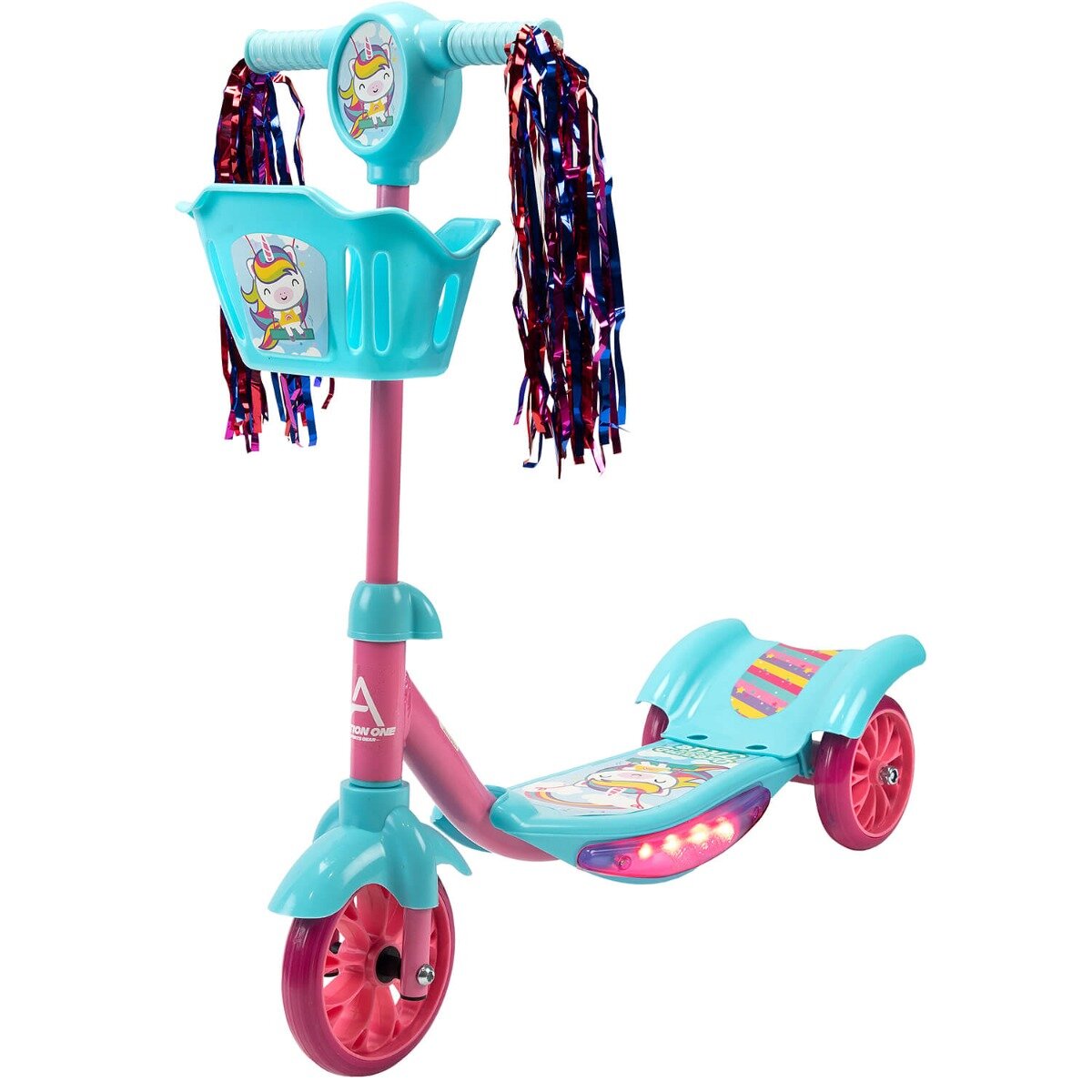 Action One Trotineta de copii Kiddy cu lumini si muzica Turcoaz