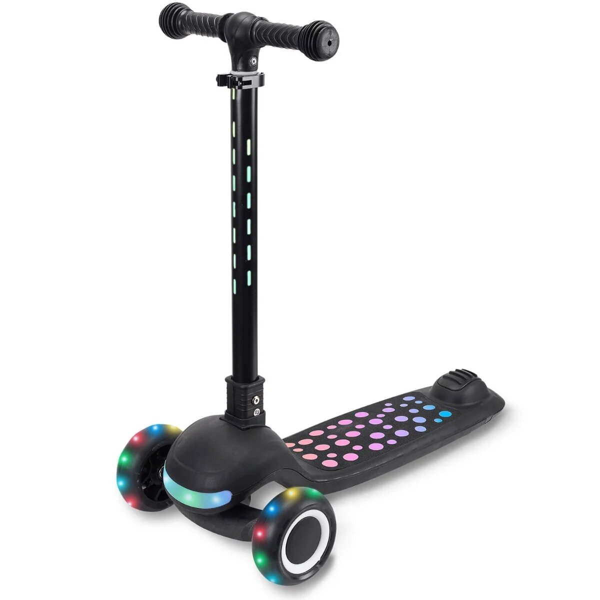 Action One Trotineta pliabila Dots cu lumina frontala muzica si roti luminoase Negru