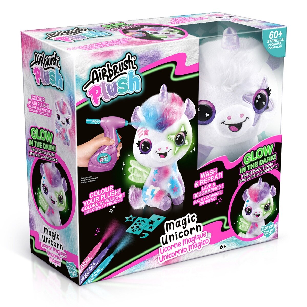 Airbrush Plush Jucarie de plus de colorat Glow in the dark Magic Unicorn