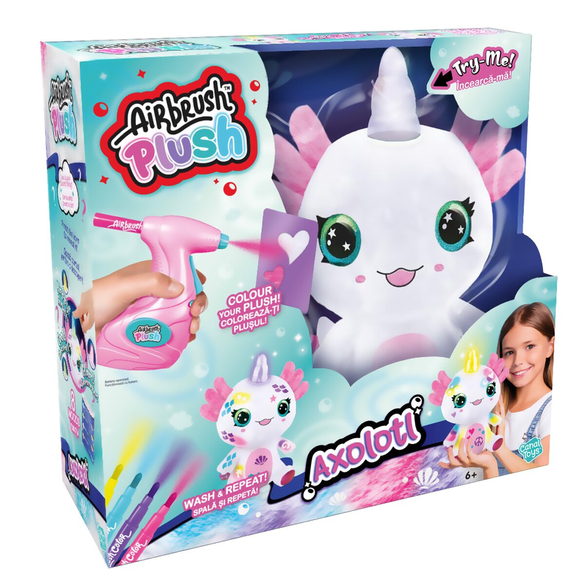 Airbrush Plush Jucarie de plus de colorat Light Up Axoloti