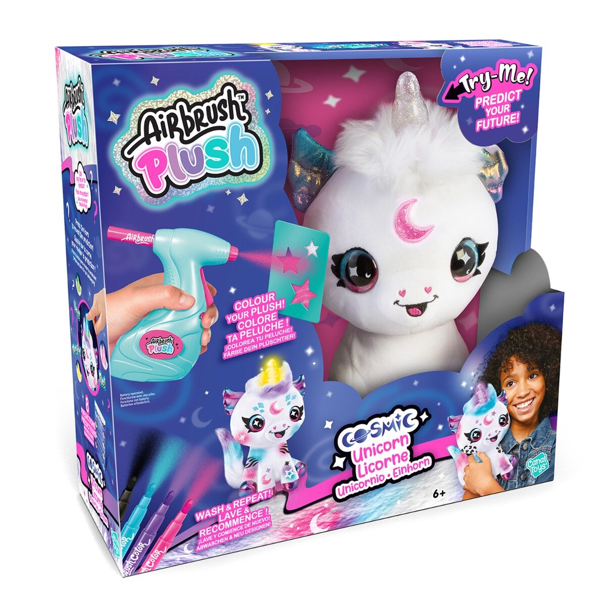 Airbrush Plush Jucarie de plus de colorat Light Up Cosmic Unicorn
