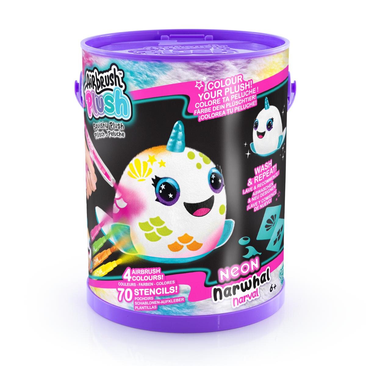 Airbrush Plush Jucarie de plus de colorat Neon Narwhal S2
