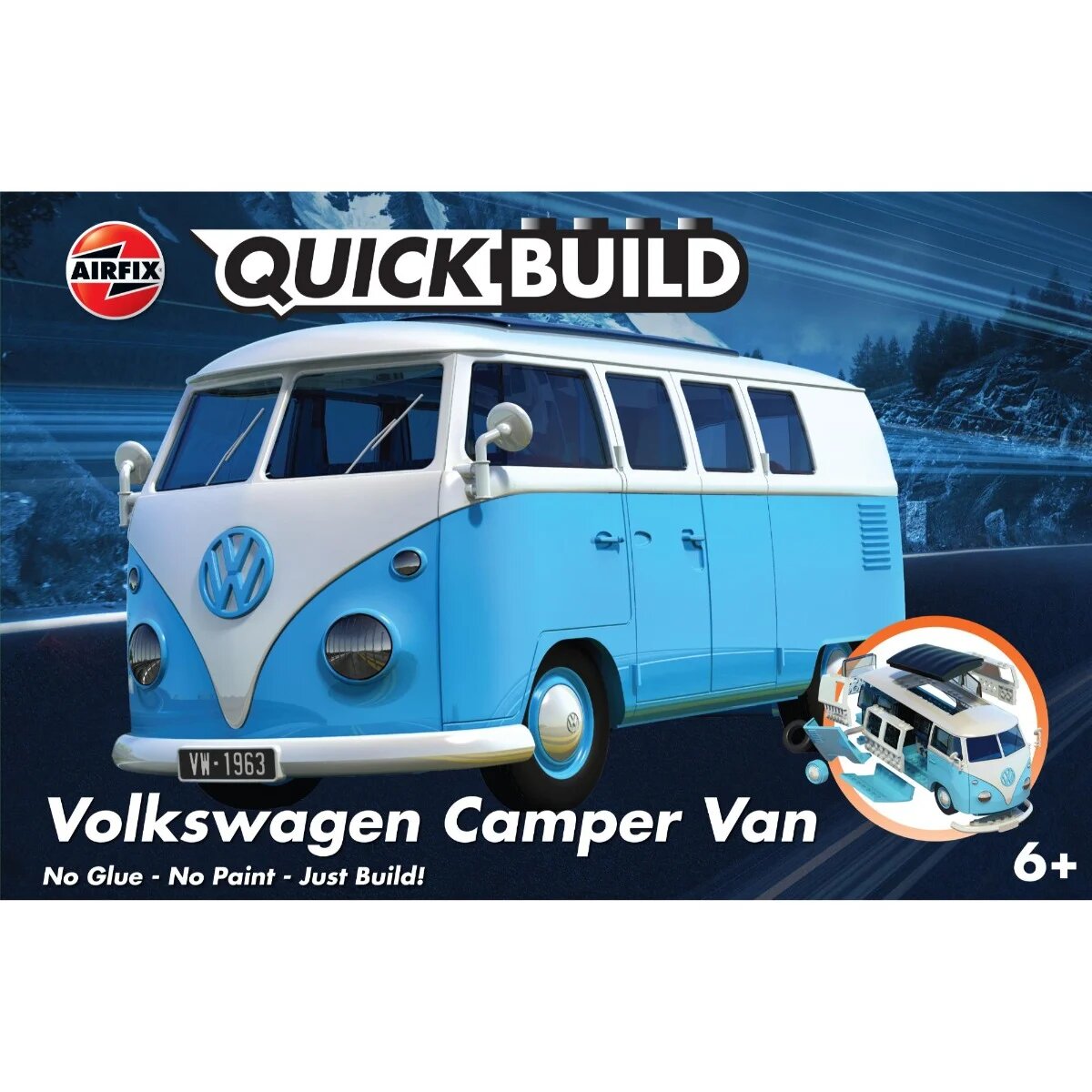 Airfix Set de constructie Quickbuild Vw Camper Van Blue 52 piese
