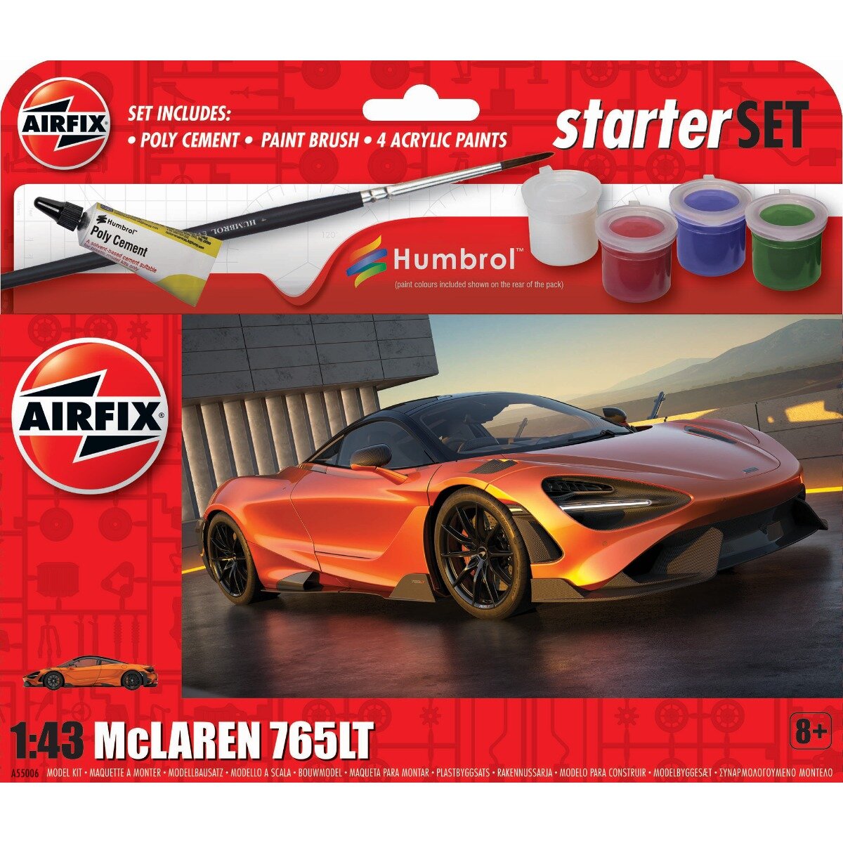 Airfix Set de constructie Starter Set Mclaren 765 35 piese
