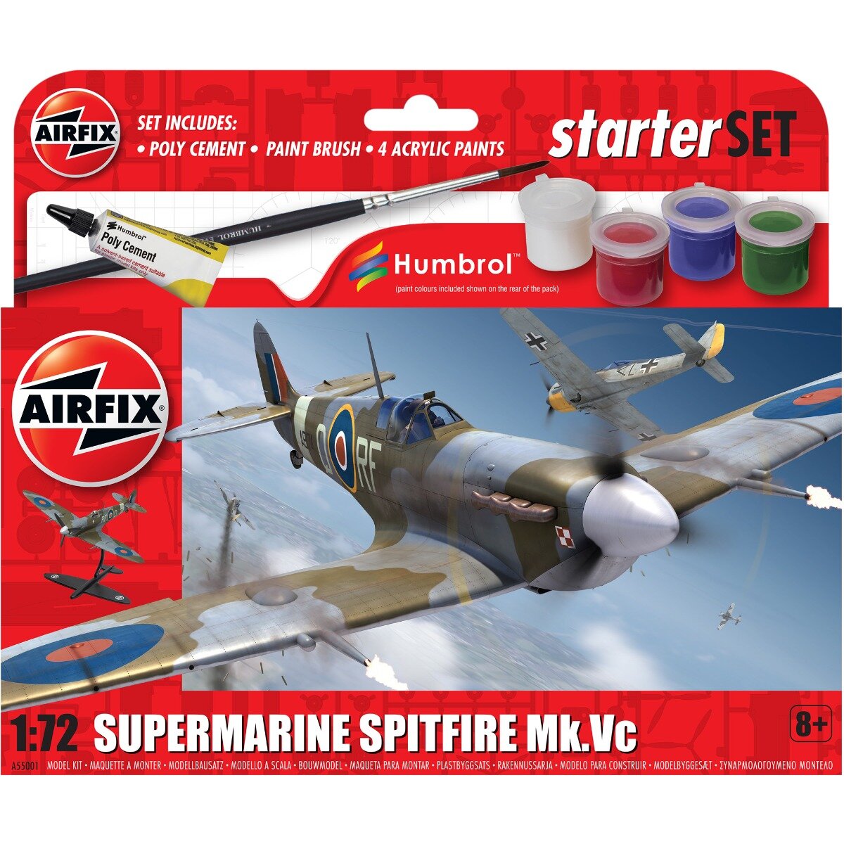Airfix Set de constructie Starter Set Supermarine Spitfire Mkvc 26 piese