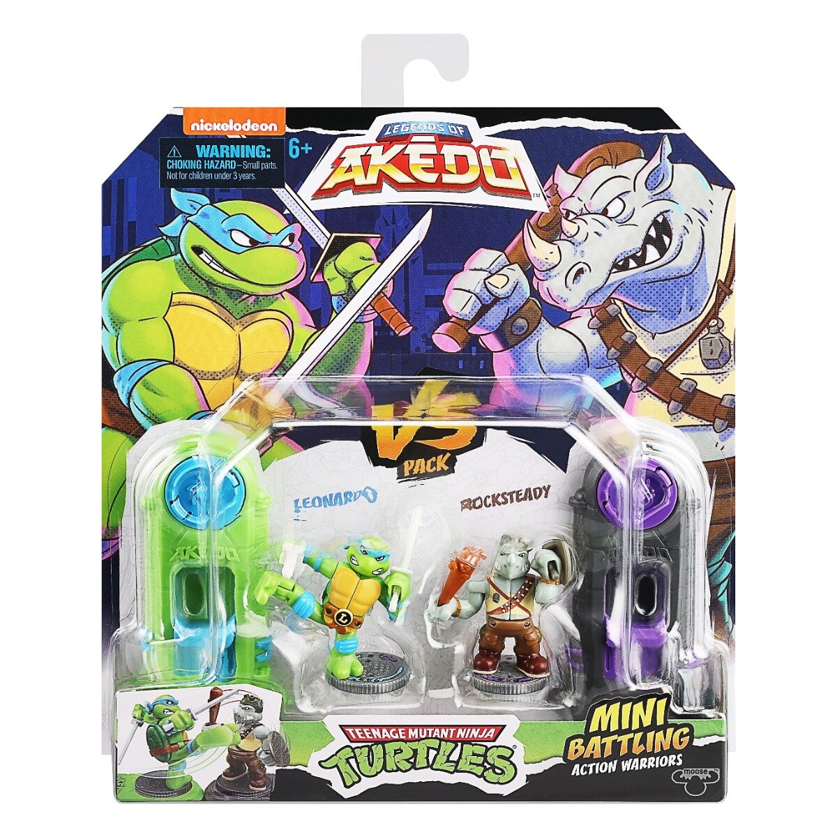 Akedo Set 2 figurine Testoasele Ninja Leonardo Vs Rocksteady S1