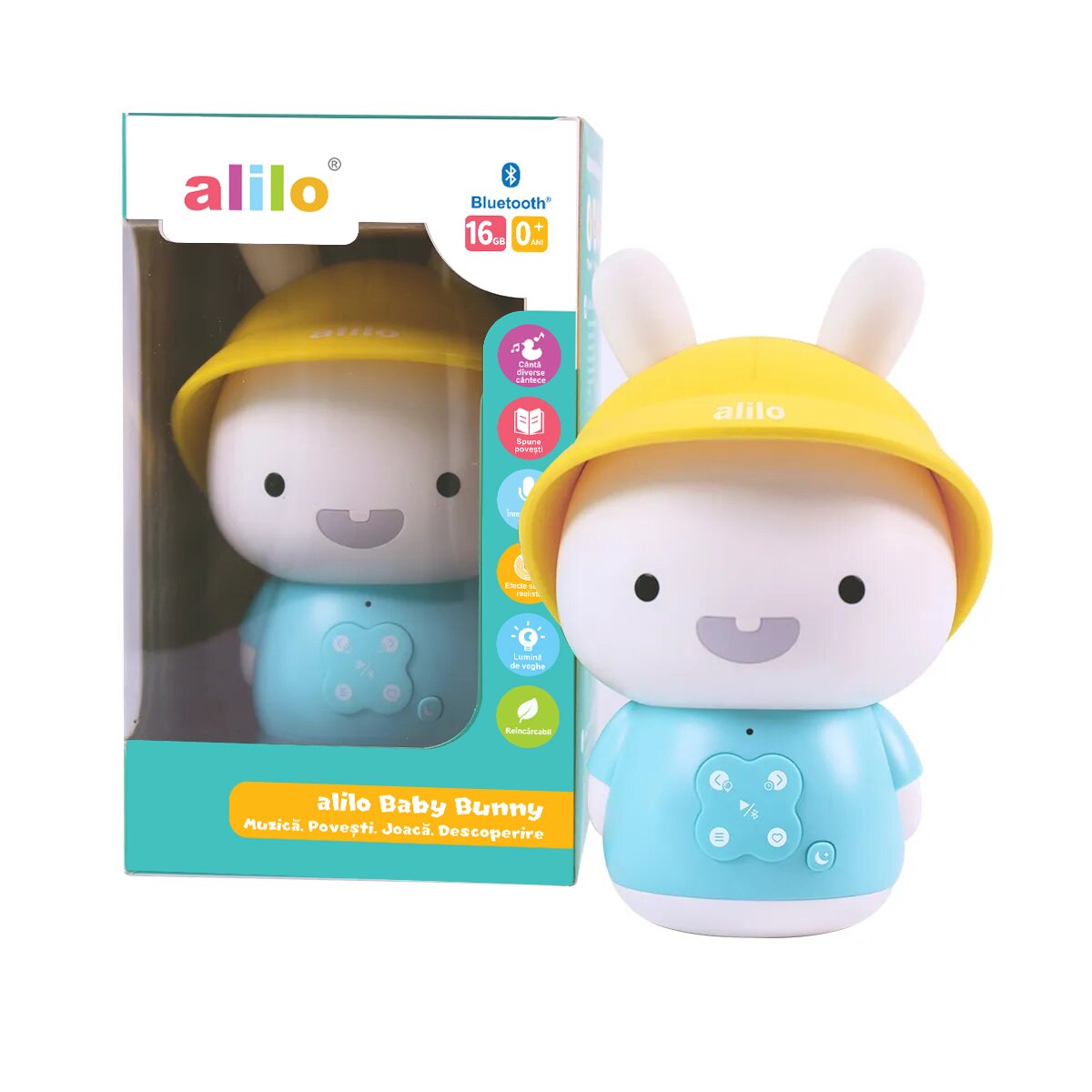 Alilo Iepuras interactiv Baby Bunny Povesti si cantece in Lb romana si engleza Albastru