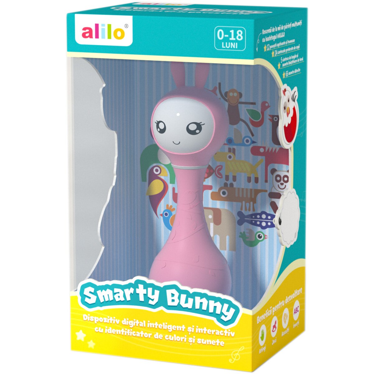 Alilo Iepuras interactiv pentru bebelusi Smarty Roz RO/EN