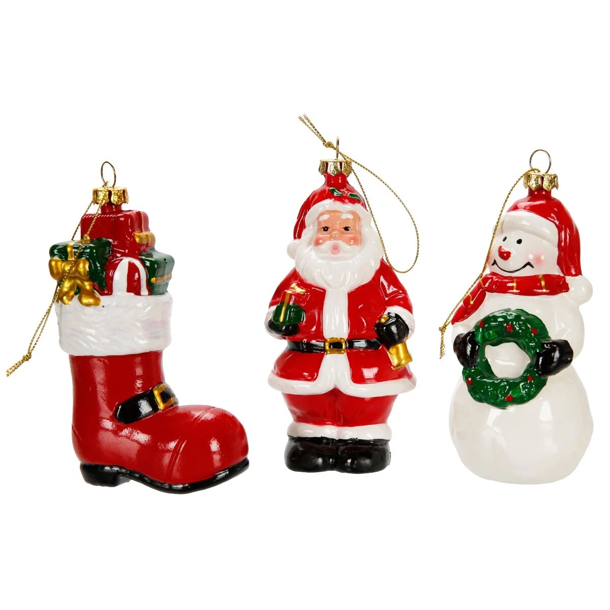 Alska Set 3 decoratiuni Om de zapada Mos Craciun si gheata cu cadouri