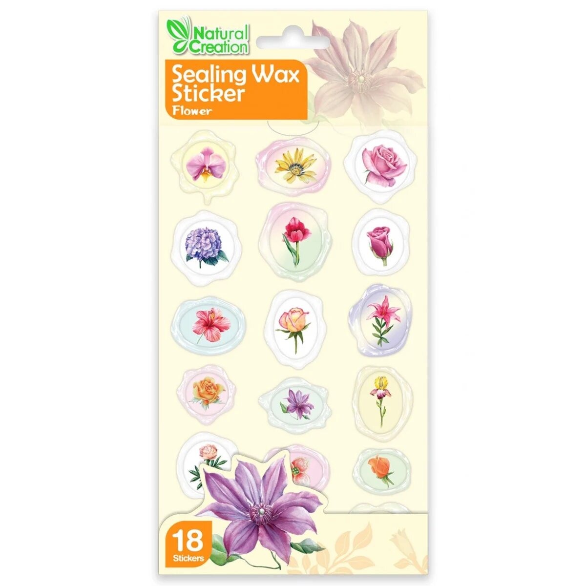 Avenir Abtibilduri imitatie sigiliu Natural Creation Flori 18 bucati