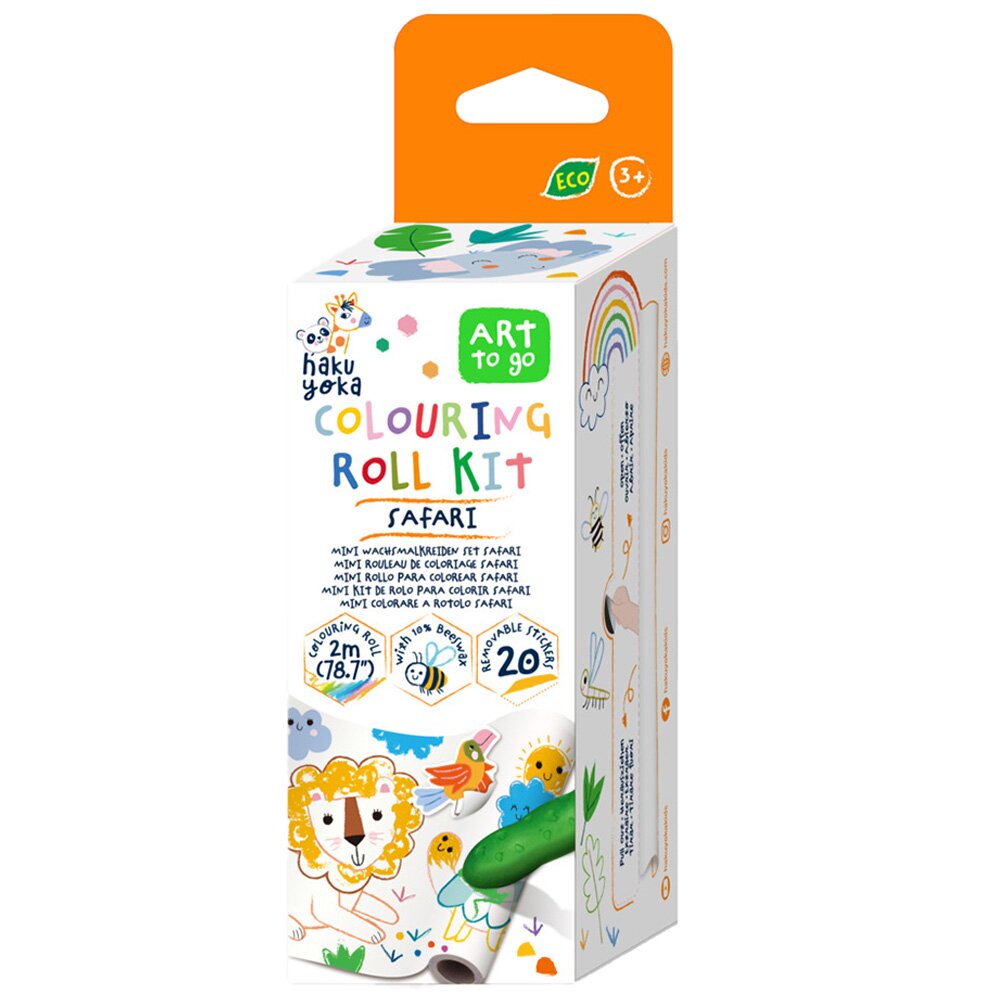 Avenir Kit rola de desenat 2 metri si 4 creioane cerate Haku Yoka Safari