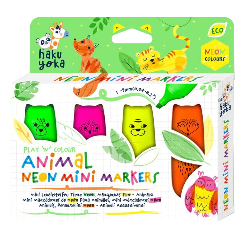 Avenir Set 4 mini markere neon Animale