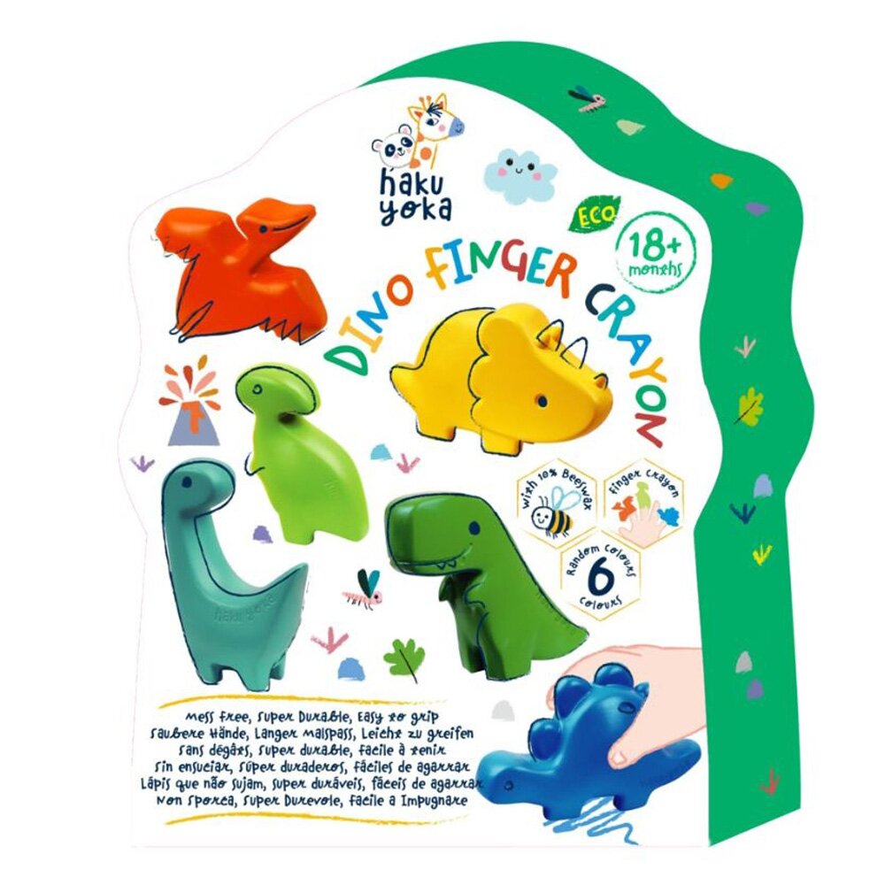 Avenir Set 6 creioane cerate pentru degete Haku Yoka Dinozauri