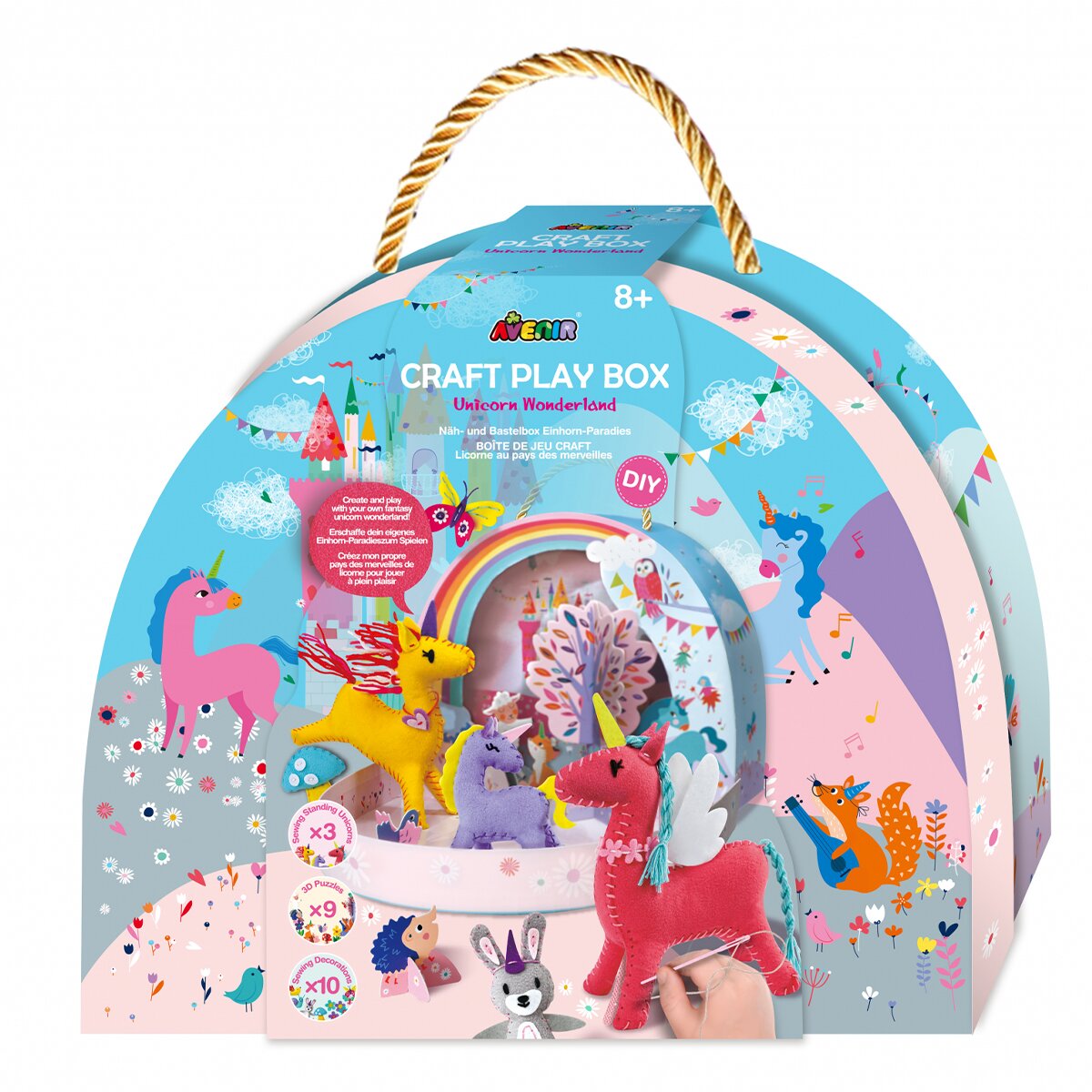 Avenir Set creativ Diy portabil Lumea fantastica a unicornilor cu activitati de cusut