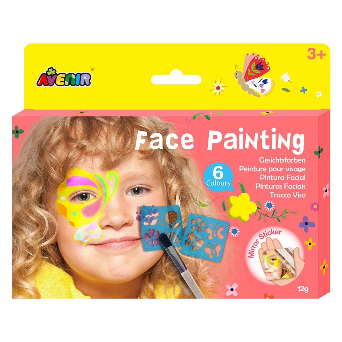 Avenir Set de pictura faciala cu sabloane Flori si fluturi