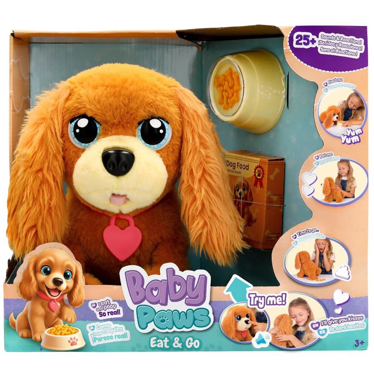 Baby Paws Jucarie de plus interactiva Eat & Go Puppy 25 sunete