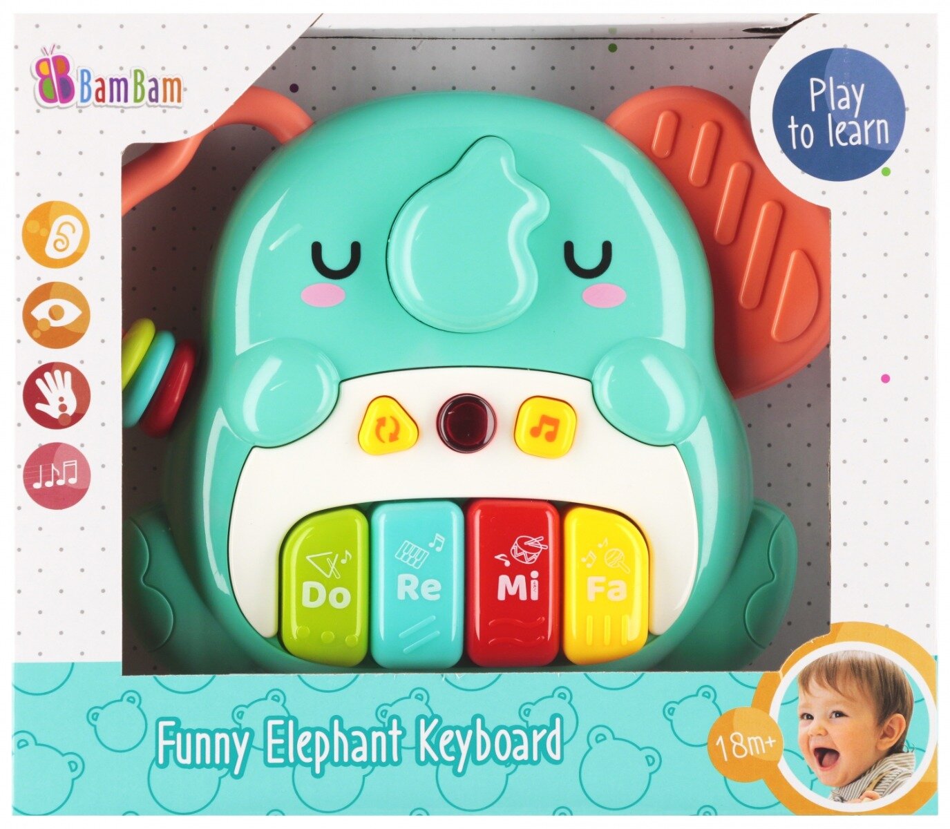 BamBam Jucarie interactiva Pian cu 4 clape Elefant