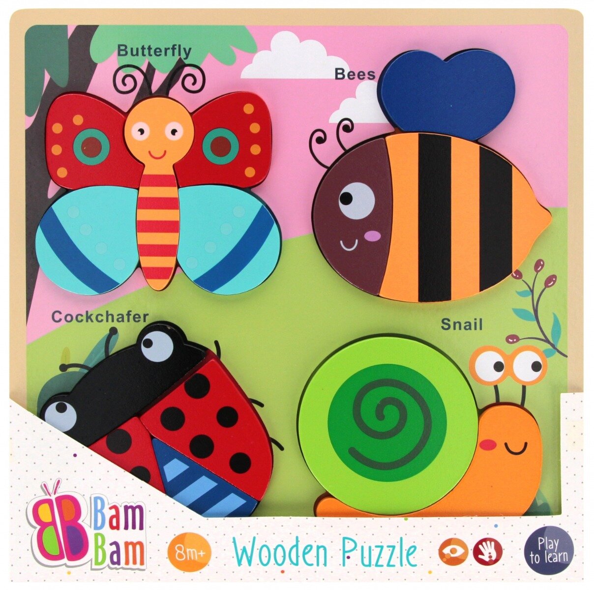 BamBam Puzzle de lemn Animale din gradina