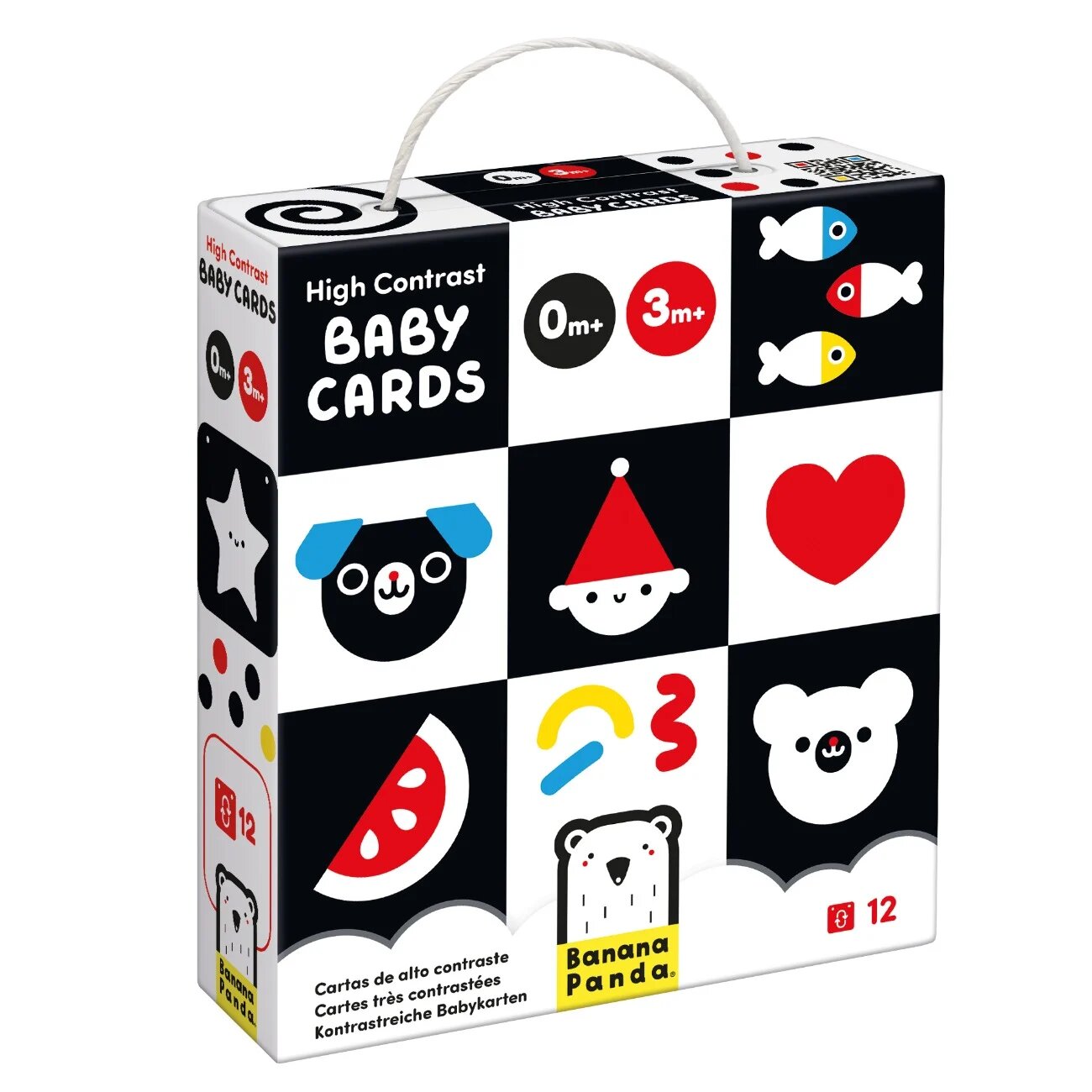 Banana Panda Carduri cu contrast ridicat pentru bebelusi 12 piese