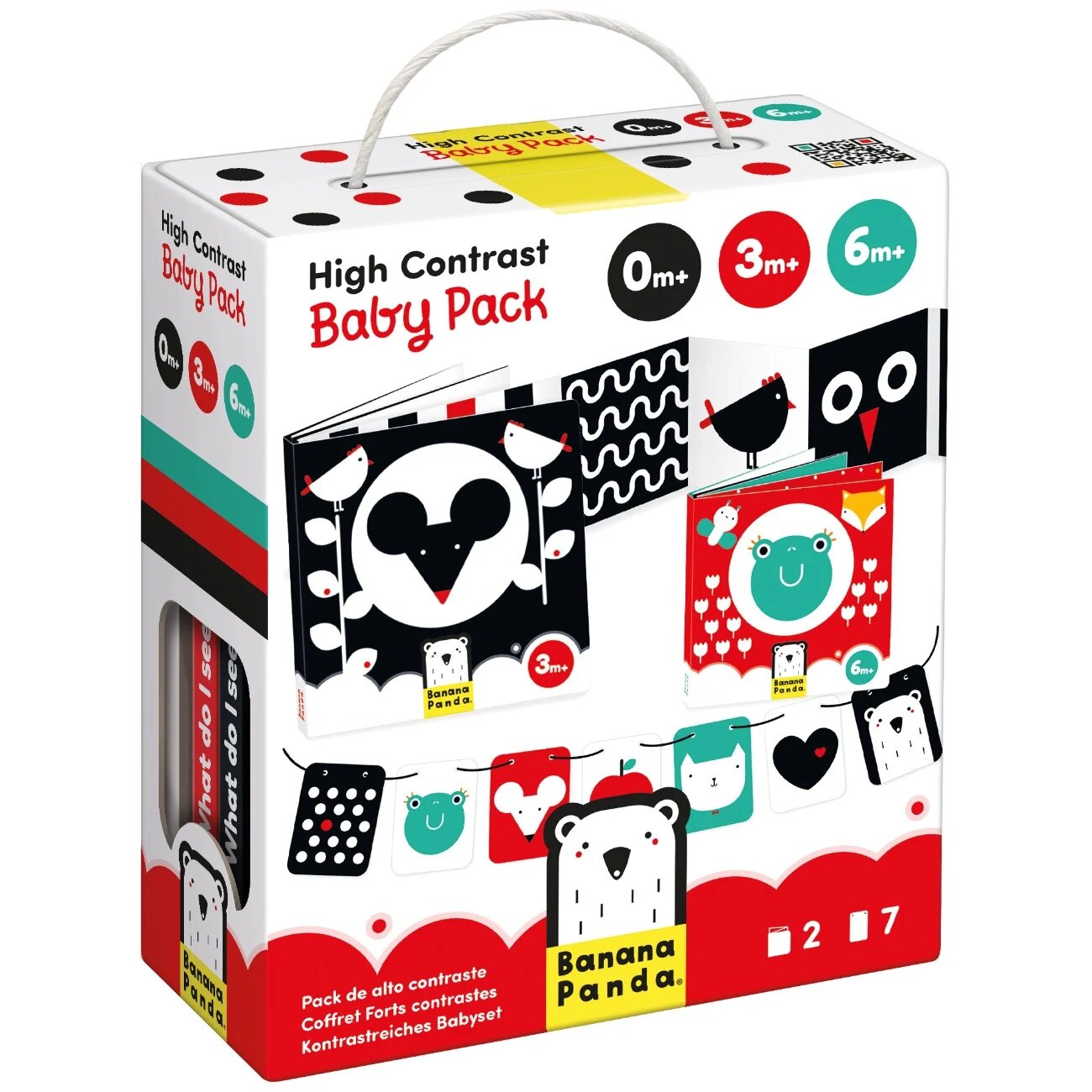 Banana Panda Carduri cu contrast ridicat pentru bebelusi 9 piese