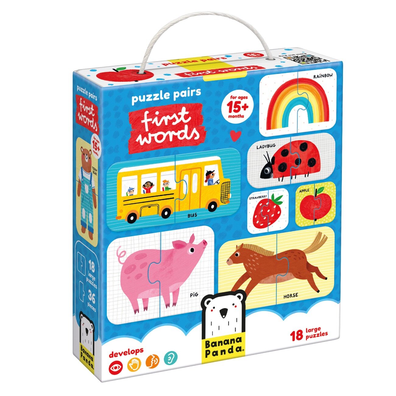 Banana Panda Puzzle educativ Primele Cuvinte 18 piese