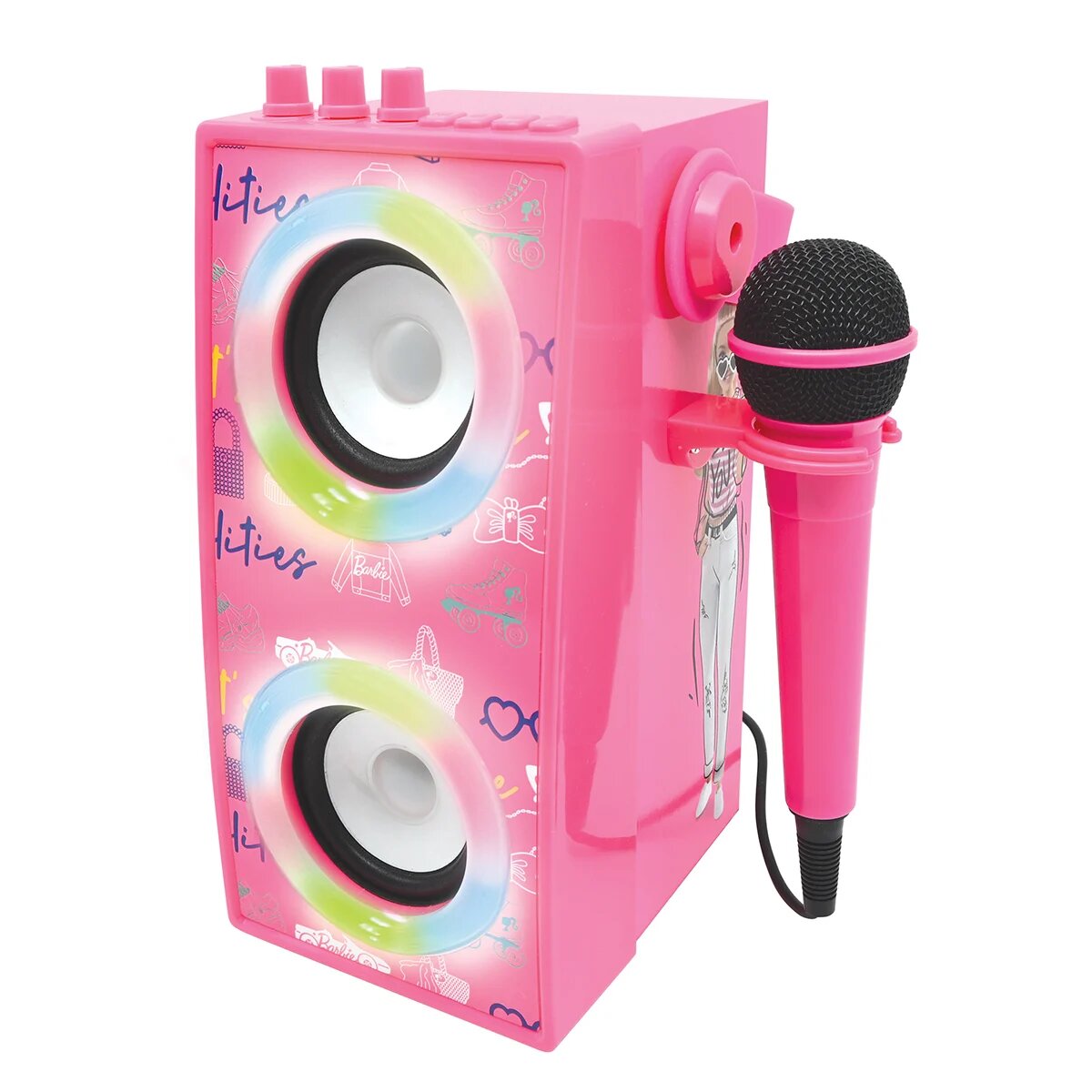 Barbie Boxa portabila cu microfon si efecte de lumini Lexibook