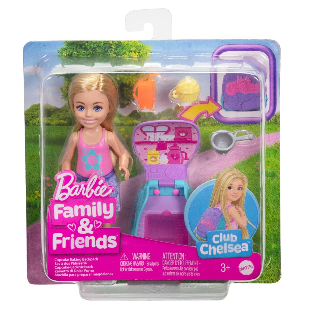 Barbie Papusa Chelsea cu accesorii Family&Friends Cupcake Baking Backpack JBF46