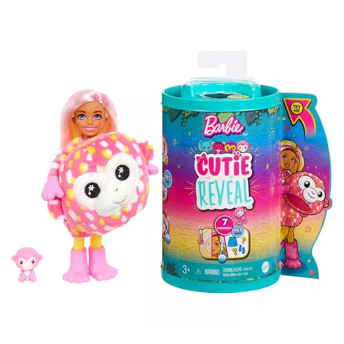 Barbie Papusa Chelsea Cutie Reveal Maimutica 7 surprize HKR14