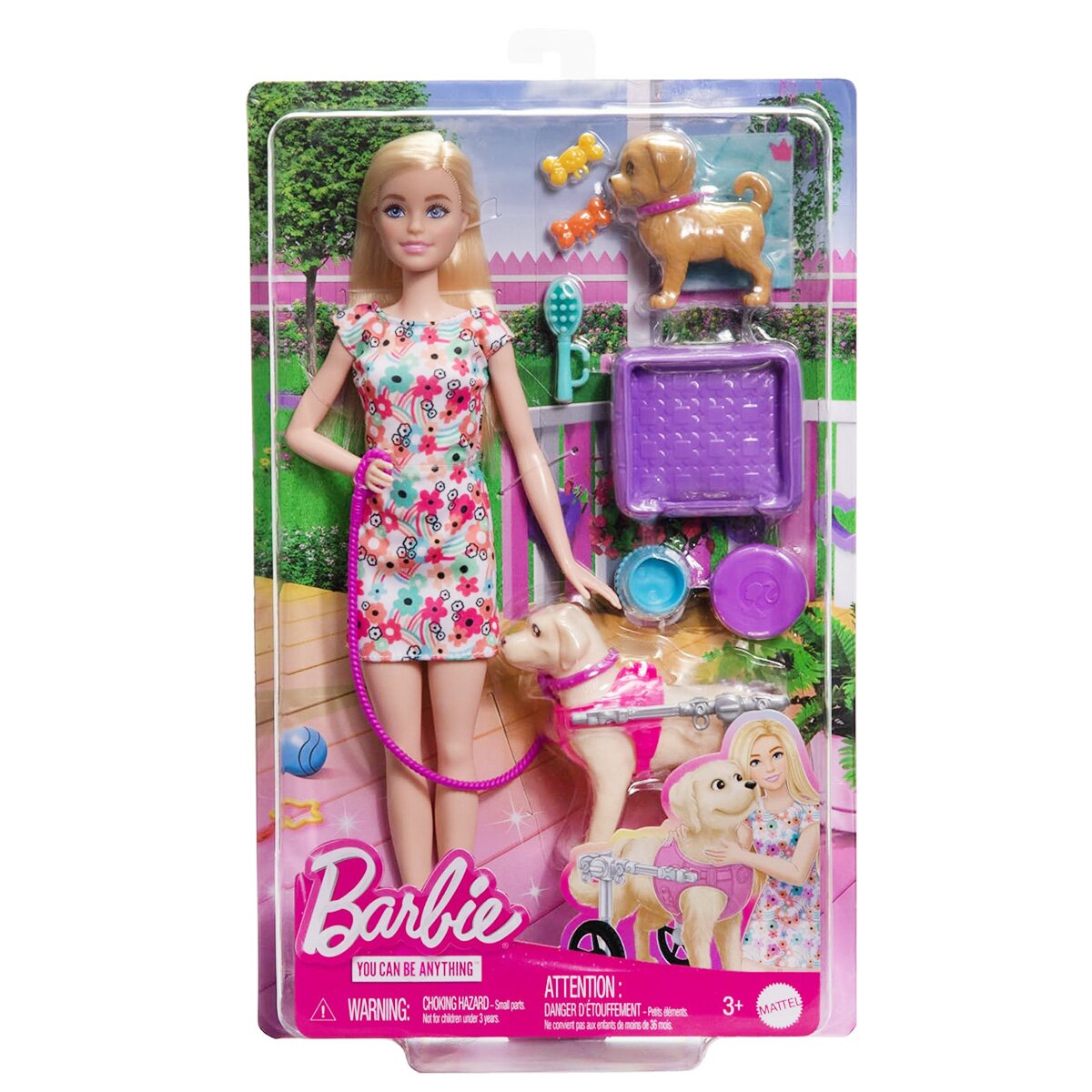 Barbie Papusa cu 2 catelusi si accesorii HTK37