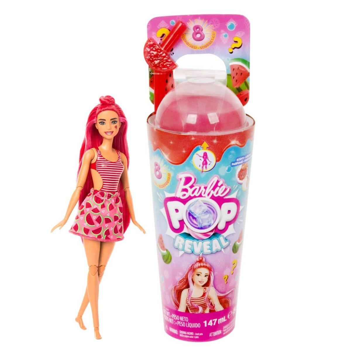 Barbie Papusa cu accesorii Color Pop Reveal Fruit Pepene 8 surprize HNW43
