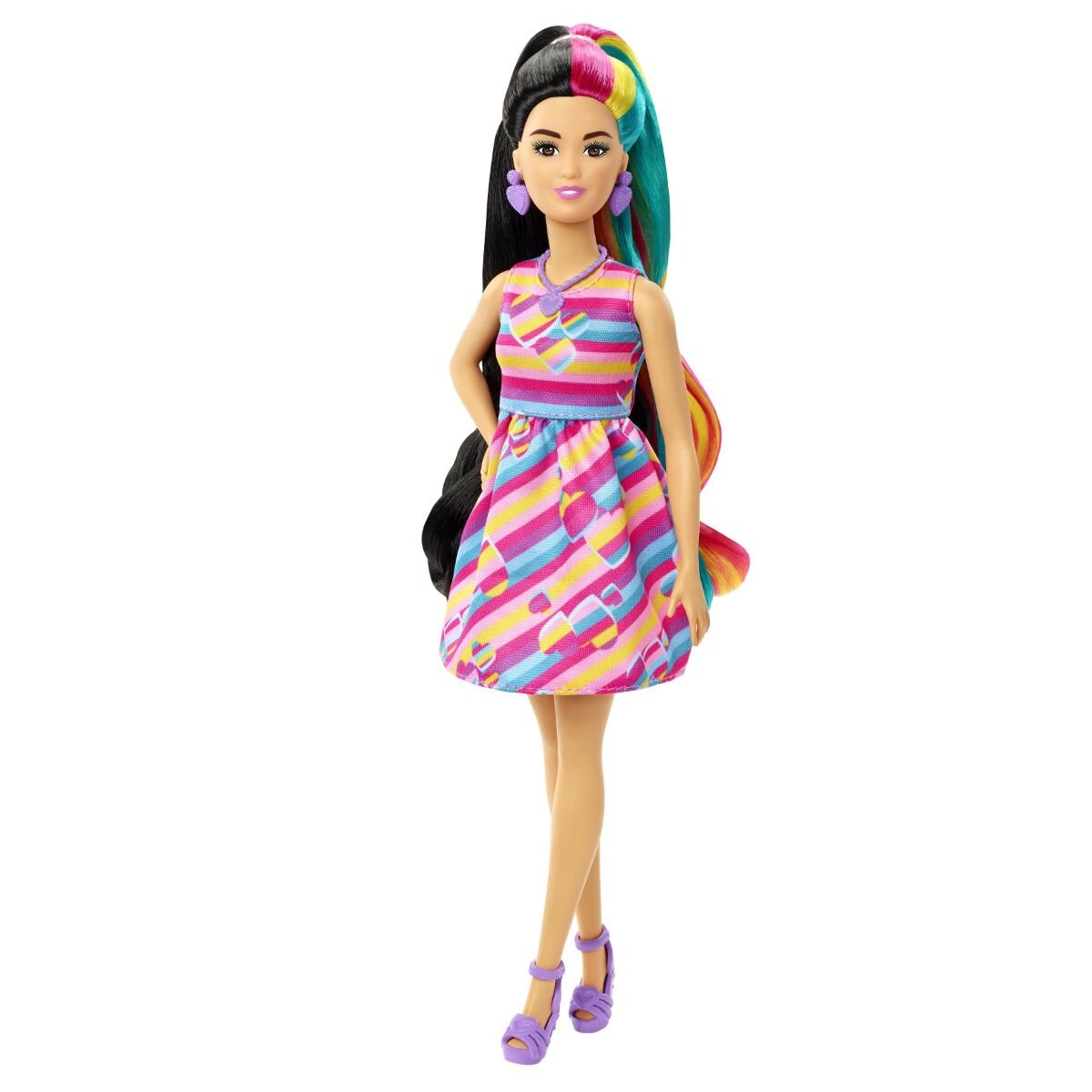 Barbie Papusa cu par lung si accesorii Totally Hair Hearts HCM90