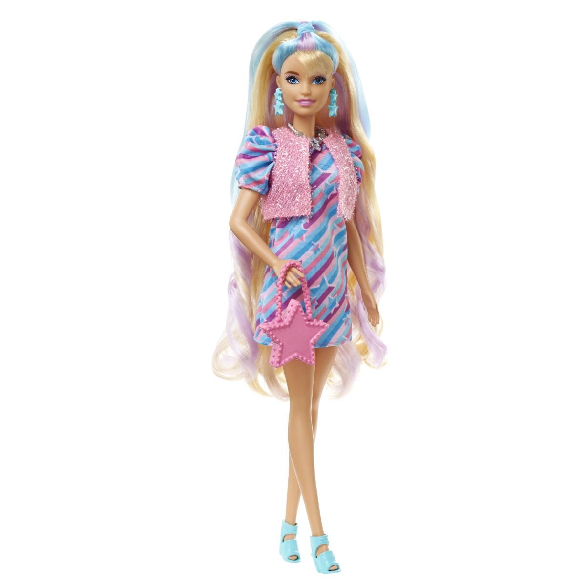 Barbie Papusa cu par lung si accesorii Totally Hair Stars HCM88