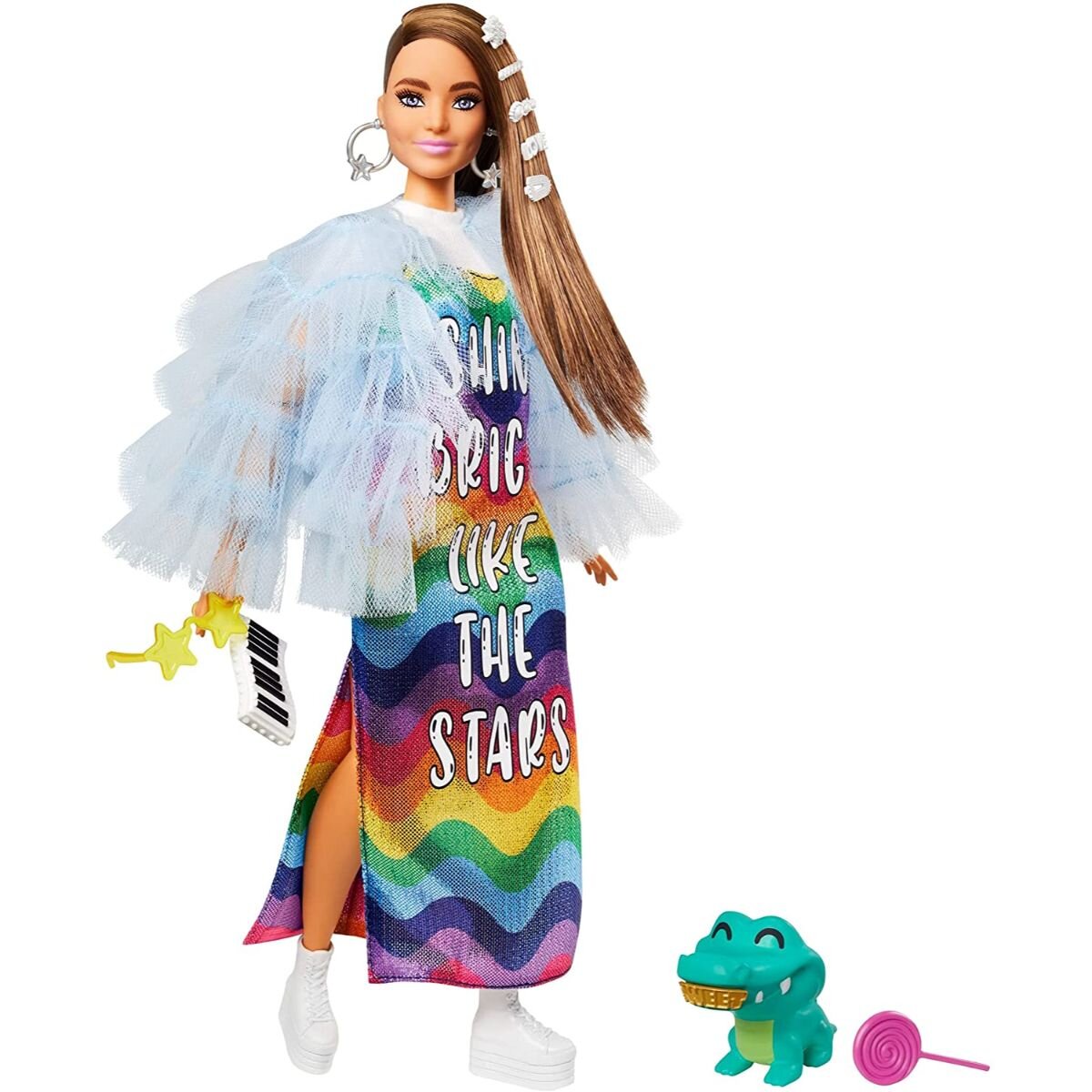 Barbie Papusa Extra Style Yellow Coat