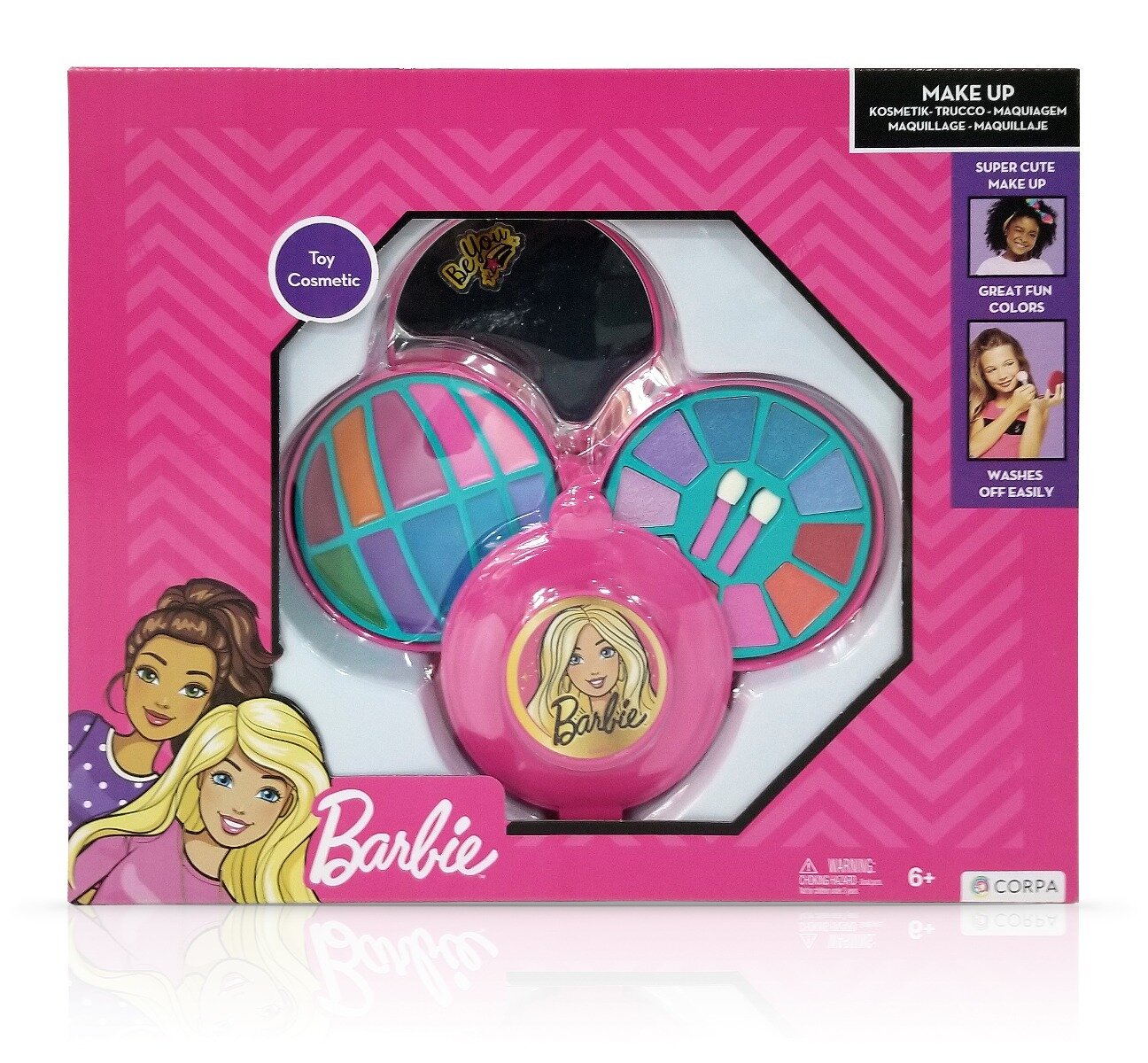 Barbie Set de cosmetice in caseta rotunda cu 3 niveluri