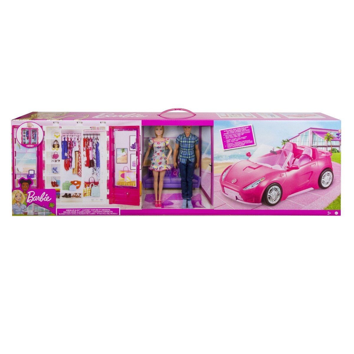 Barbie Set de joaca cu 2 papusi si Ken Dress Up and Go Closet GVK05