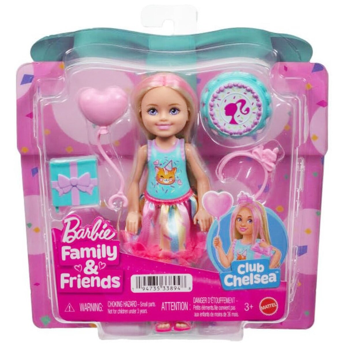 Barbie Set de joaca cu papusa Family&Friends Club Chelsea Birthday JJB37