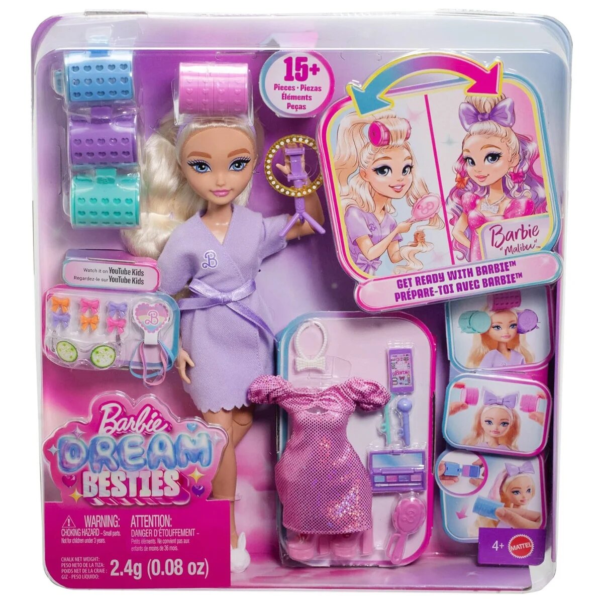Barbie Set de joaca cu papusa Malibu Dream Besties Get Ready with Me JGG38