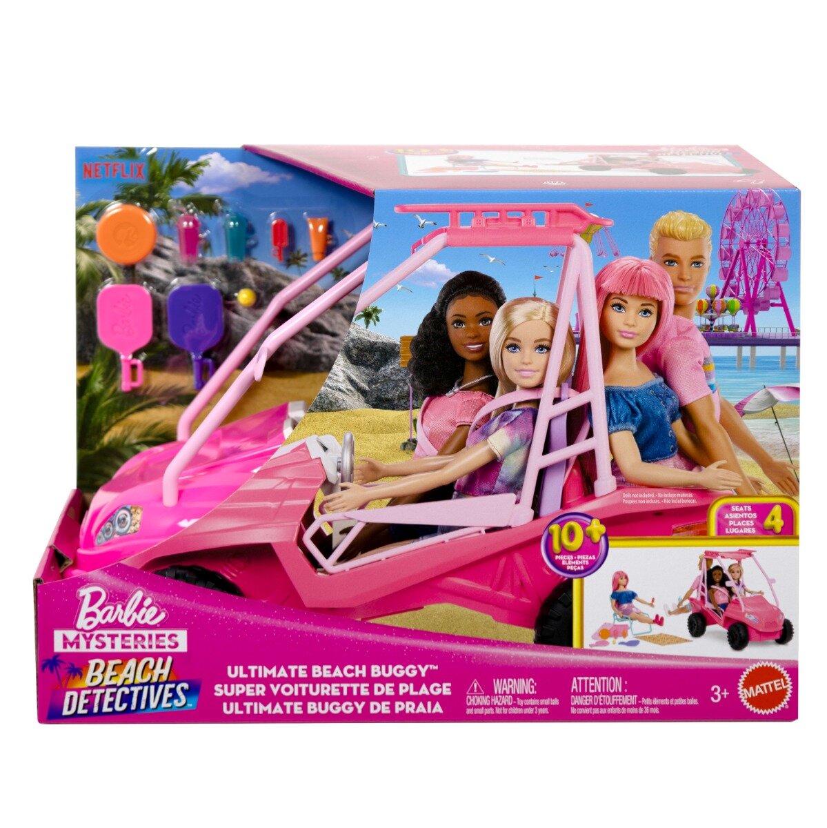 Barbie Vehicul de plaja Mysteries Beach Detectives Ultimate Beach Buggy JFV68