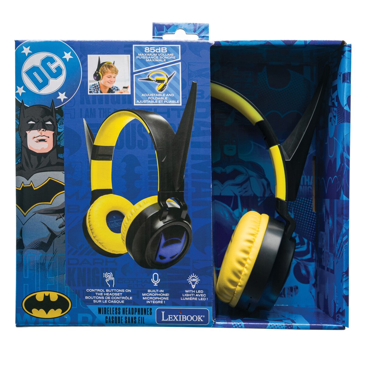 Batman Casti audio pliabile cu fir si Bluetooth Lexibook