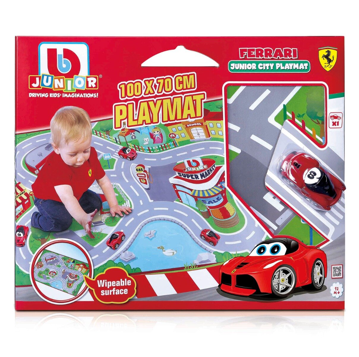 Bburago Junior Covor cu activitati si masinuta Ferrari 100x70 cm