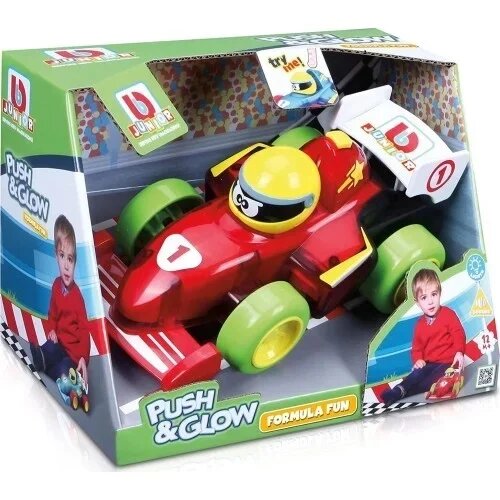 Bburago Junior Masina de curse Formula Fun Push And Glow Rosu